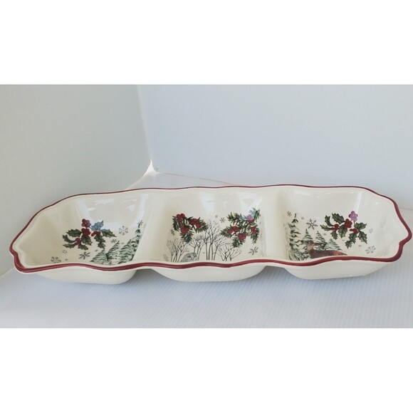 Better Homes & Gardens Heritage Christmas Collection 3 Section Serving Tray Dish - Picture 6 of 10